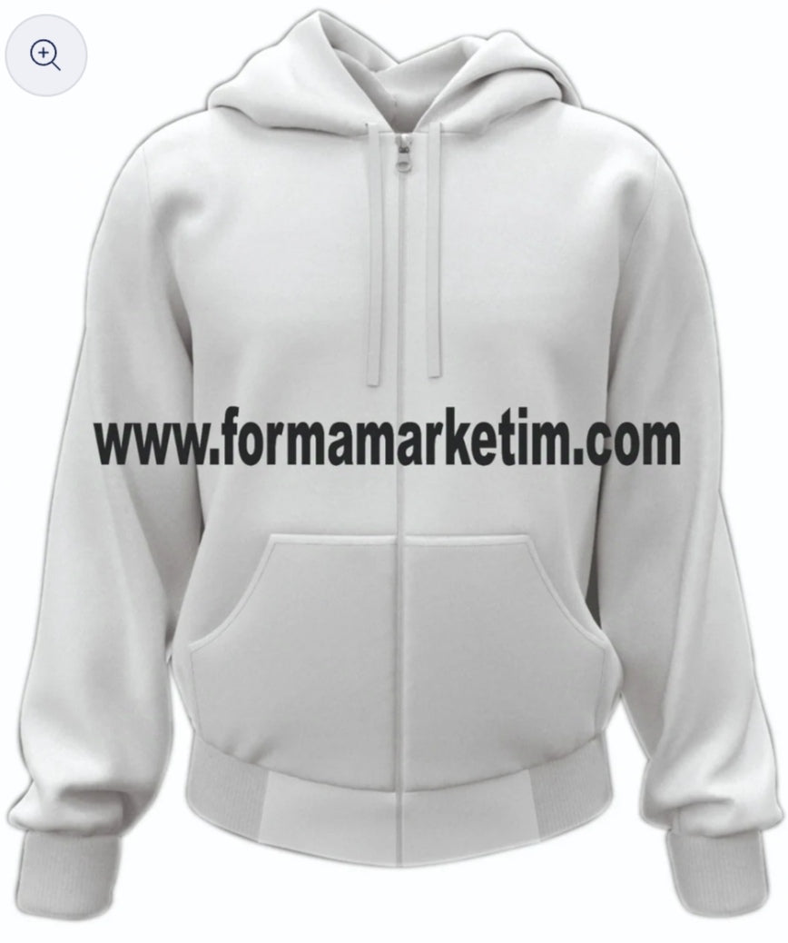 Kapşonlu Beyaz Sweatshirt