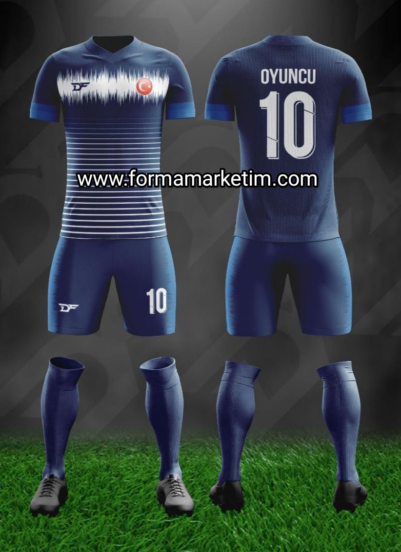 Jersey Marketim White Navy Blue Jersey