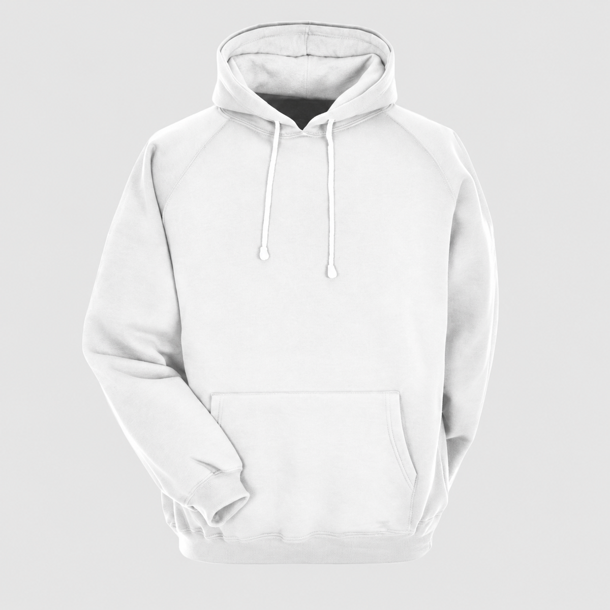 Beyaz şardonlu 3 iplik sweatshirt - logosuz, baskısız kapüşonlu model ön görünüm