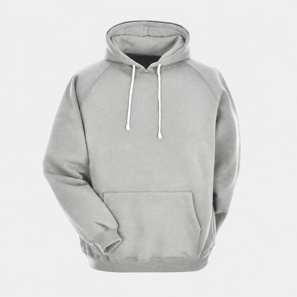Gri şardonlu 3 iplik sweatshirt - logosuz, baskısız kapüşonlu model ön görünüm