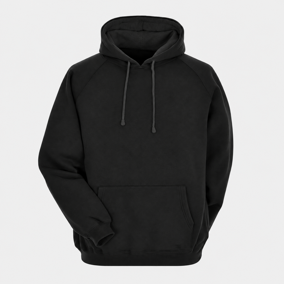 Siyah şardonlu 3 iplik sweatshirt - logosuz, baskısız kapüşonlu model ön görünüm